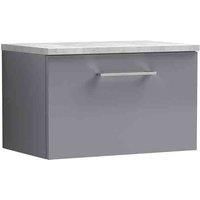 nuie Arno 600mm Wall Hung 1 Drawer Vanity & Laminate Top - Satin Grey