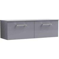 nuie Arno 1200mm Wall Hung 2 Drawer Vanity & Worktop - Satin Grey