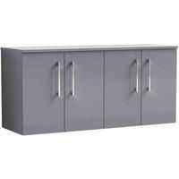 nuie Arno 1200mm Wall Hung 4 Door Vanity & Worktop - Satin Grey