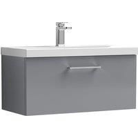 nuie Arno 800mm Wall Hung 1 Drawer Vanity & Basin 1 - Satin Grey