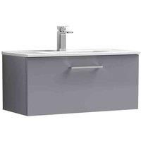 nuie Arno 800mm Wall Hung 1 Drawer Vanity & Basin 2 - Satin Grey