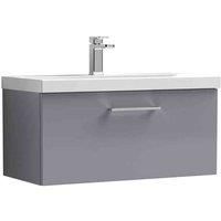 nuie Arno 800mm Wall Hung 1 Drawer Vanity & Basin 3 - Satin Grey