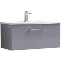 nuie Arno 800mm Wall Hung 1 Drawer Vanity & Basin 4 - Satin Grey