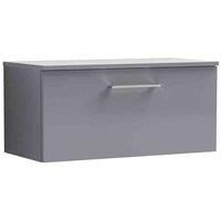 nuie Arno 800mm Wall Hung 1 Drawer Vanity & Worktop - Satin Grey