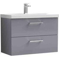 nuie Arno 800mm Wall Hung 2 Drawer Vanity & Basin 3 - Satin Grey