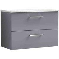 nuie Arno 800mm Wall Hung 2 Drawer Vanity & Laminate Top Satin Grey