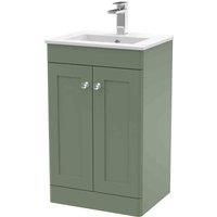 nuie 500mm Floor Standing 2 Door Vanity & Basin 2 - Satin Green