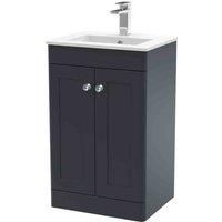 nuie 500mm Floor Standing 2 Door Vanity & Basin 2 - Soft Black, Black