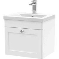 nuie 500mm Wall Hung 1 Drawer Vanity & Basin 1 - Satin White, White