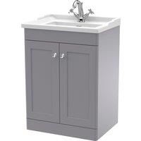 nuie 600mm Floor Standing 2 Door Vanity & Basin 1TH - Satin Grey