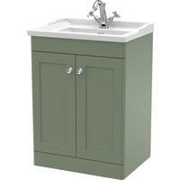 Nuie Classique Floor Standing 2-Door Vanity Unit with Traditional Basin 600mm Wi