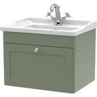 nuie 600mm Wall Hung 1 Drawer Vanity & Basin 1TH - Satin Green