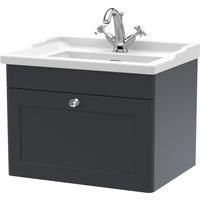 nuie 600mm Wall Hung 1 Drawer Vanity & Basin 1TH - Soft Black