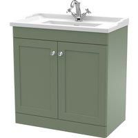 nuie 800mm Floor Standing 2 Door Vanity & Basin 1TH - Satin Green, Green