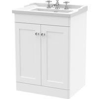 nuie 600mm Floor Standing 2 Door Vanity & Basin 3TH - Satin White