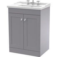 nuie 600mm Floor Standing 2 Door Vanity & Basin 3TH - Satin Grey