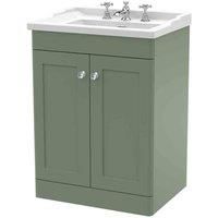 nuie 600mm Floor Standing 2 Door Vanity & Basin 3TH - Satin Green