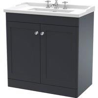 Nuie Classique Floor Standing 2-Door Vanity Unit with Traditional Basin 800mm Wi