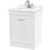 Nuie Classique Floor Standing 2-Door Vanity Unit with 1TH White Round Marble Top