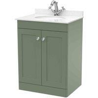 Nuie Classique Floor Standing 2-Door Vanity Unit with 1TH White Round Marble Top
