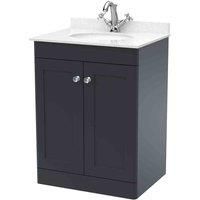 Nuie Classique Floor Standing 2-Door Vanity Unit with 1TH White Round Marble Top