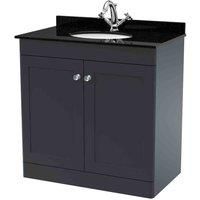 Nuie Classique Floor Standing 2-Door Vanity Unit with 1TH Black Marble Top Basin