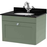 Nuie Classique Wall Hung 1-Drawer Vanity Unit with 1TH Black Marble Top Basin 60