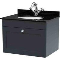 Nuie Classique Wall Hung 1-Drawer Vanity Unit with 1TH Black Marble Top Basin 60