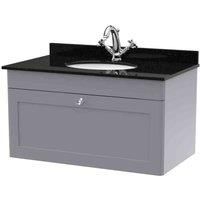 nuie 800mm Wall Hung 1 Drawer Vanity & Marble Top 1TH - Satin Grey