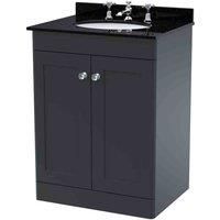 Nuie Classique Floor Standing 2-Door Vanity Unit with 3TH Black Marble Top Basin