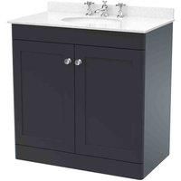 Nuie Classique Floor Standing 2-Door Vanity Unit with 3TH White Round Marble Top