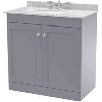 Nuie Classique Floor Standing 2-Door Vanity Unit with 3TH Grey Marble Top Basin