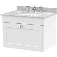 Nuie Classique Wall Hung 1-Drawer Vanity Unit with 3TH Grey Marble Top Basin 600