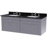 nuie 1200mm Wall Hung 2 Drawer Vanity & Marble Top - Satin Grey, Grey
