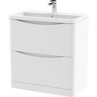 Floor Standing 2 Drawer Vanity Basin Unit with Polymarble Basin - Choice of Size