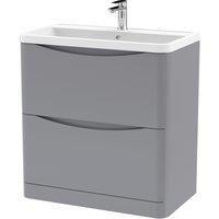 Floor Standing 2 Drawer Vanity Basin Unit with Polymarble Basin - Choice of Size