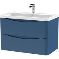 Wall Hung 2 Drawer Vanity Basin Unit + Polymarble Basin, Choice of Colour/Size