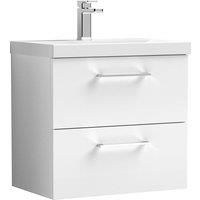 Wall Hung 2 Drawer Vanity Unit with Mid-Edge Ceramic Basin - Choose Size/Colour