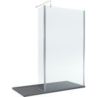 Balterley 8mm Glass Wetroom Screen & Return Chrome & Grey Tray 1700 x 900mm in Silver