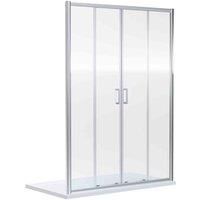 nuie Rene 1900 x 1400mm Double Sliding Shower Door - Chrome, Silver