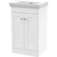 Nuie Classique Floor Standing 2-Door Vanity Unit with Basin 500mm Wide Satin Whi