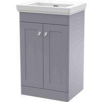 nuie 500mm Floor Standing 2 Door Vanity & Basin 0TH - Satin Grey, Grey