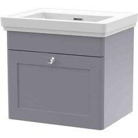 nuie 500mm Wall Hung 1 Drawer Vanity & Basin 0TH - Satin Grey