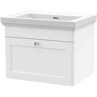 Nuie Classique Wall Hung 1-Drawer Vanity Unit with Classic Basin 600mm Wide Sati