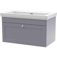 Nuie Classique Wall Hung 1-Drawer Vanity Unit with Traditional Basin 800mm Wide
