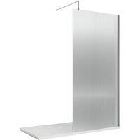 8mm Toughened Safety Glass Wetroom Screen, Support Bar - Choice of Size & Colour