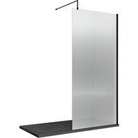 8mm Toughened Safety Glass Wetroom Screen, Support Bar - Choice of Size & Colour