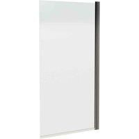 Nuie Brushed Pewter Square Hinged Straight Bath Shower Screen Modern Bathroom