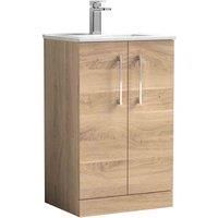 nuie Arno 500mm Floor Standing 2-Door Vanity & Basin 2 - Bleached Oak