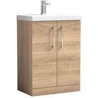 nuie Arno 600mm Floor Standing 2-Door Vanity & Basin 1 - Bleached Oak